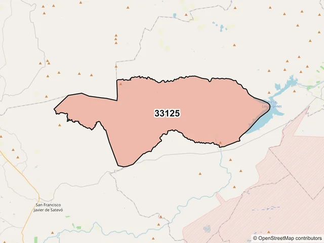 Mapa del código postal 33125, Rosales, Chihuahua