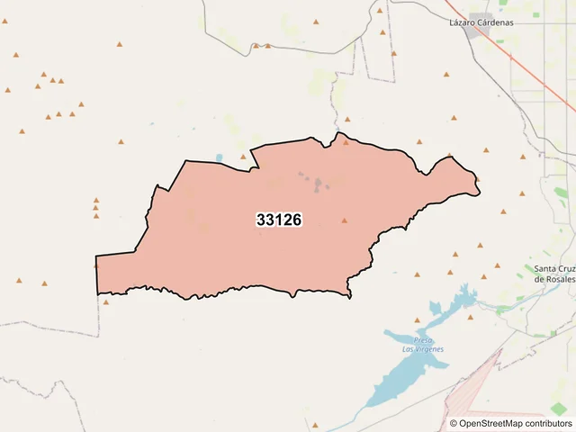 Mapa del código postal 33126, Rosales, Chihuahua