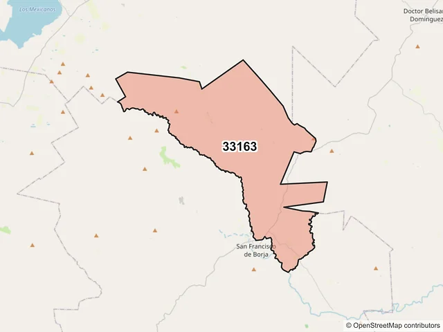 Mapa del código postal 33163, San Francisco de Borja, Chihuahua