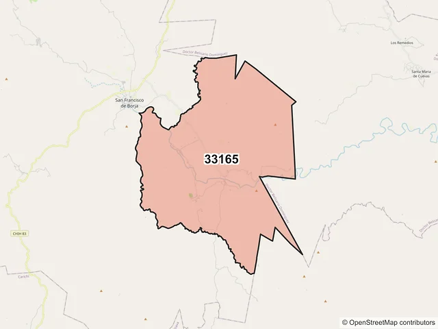 Mapa del código postal 33165, San Francisco de Borja, Chihuahua