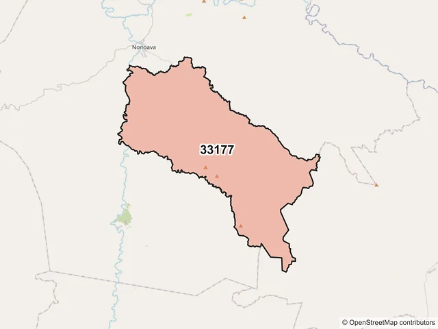 Mapa del código postal 33177, Nonoava, Chihuahua