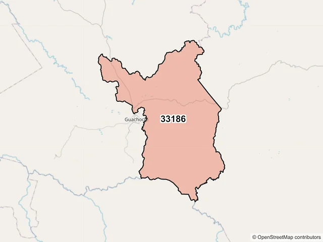 Mapa del código postal 33186, Guachochi, Chihuahua