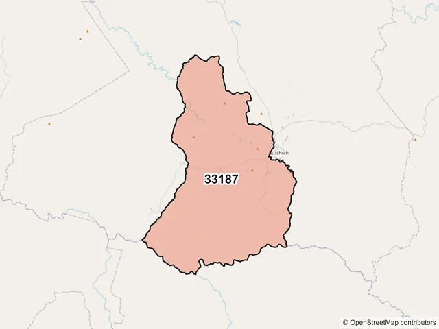 Mapa del código postal 33187, Guachochi, Chihuahua