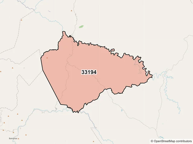 Mapa del código postal 33194, Guachochi, Chihuahua
