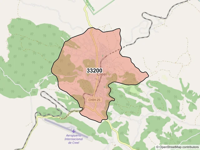 Mapa del código postal 33200, Bocoyna, Chihuahua