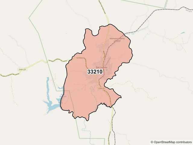 Mapa del código postal 33210, Bocoyna, Chihuahua