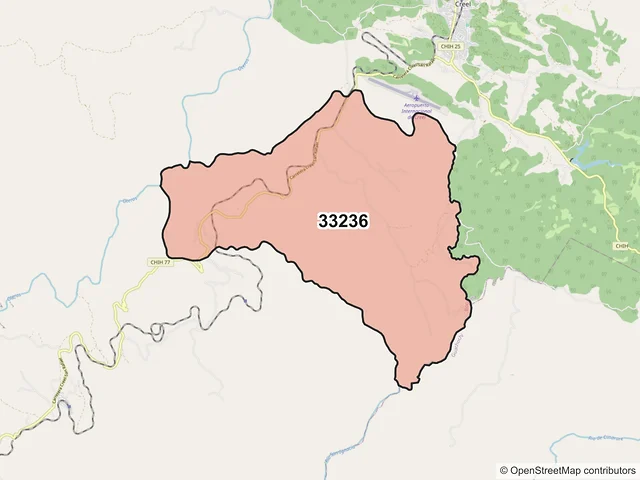 Mapa del código postal 33236, Bocoyna, Chihuahua