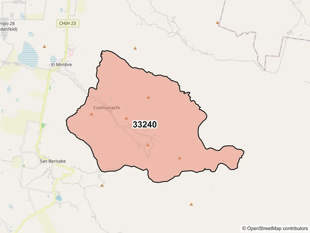 Mapa del código postal 33240, Cusihuiriachi, Chihuahua