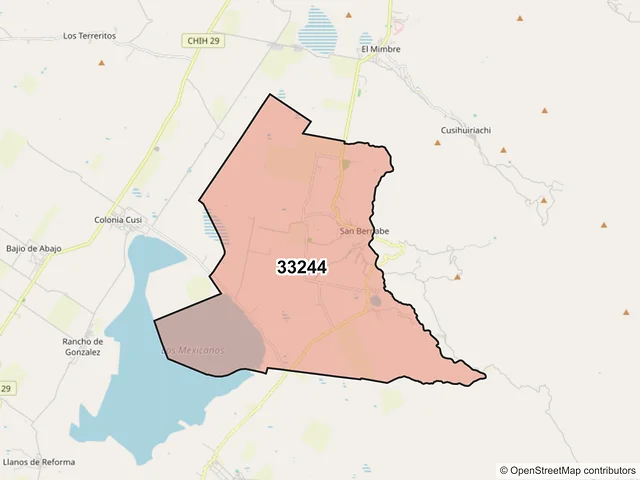 Mapa del código postal 33244, Cusihuiriachi, Chihuahua