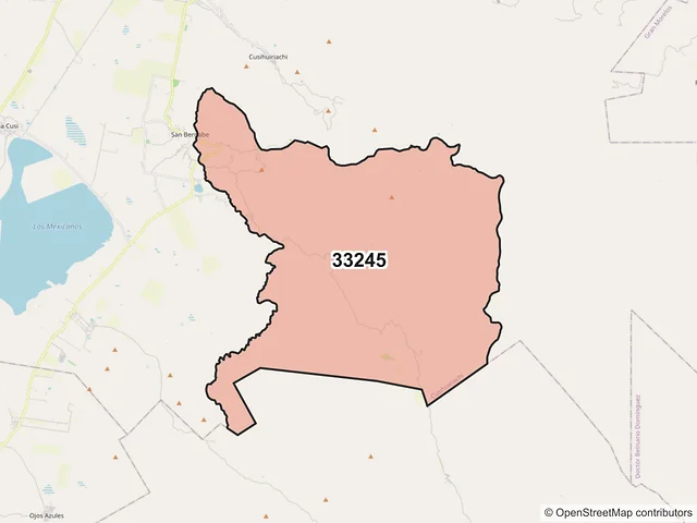 Mapa del código postal 33245, Cusihuiriachi, Chihuahua