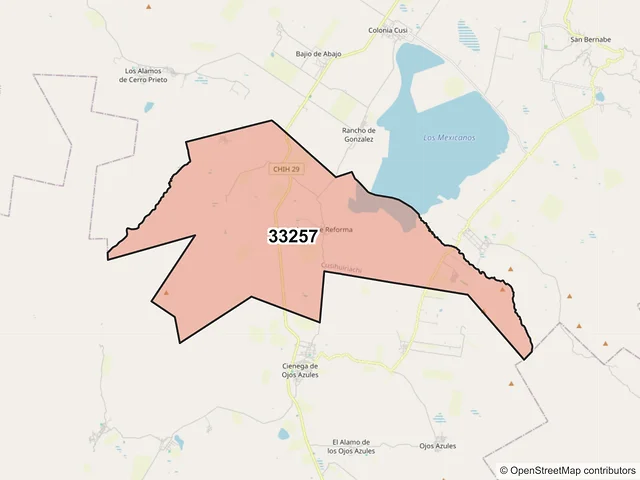 Mapa del código postal 33257, Cusihuiriachi, Chihuahua