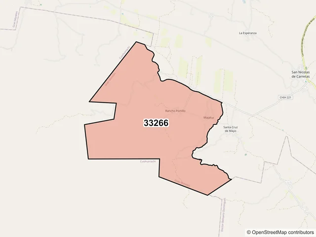 Mapa del código postal 33266, Gran Morelos, Chihuahua