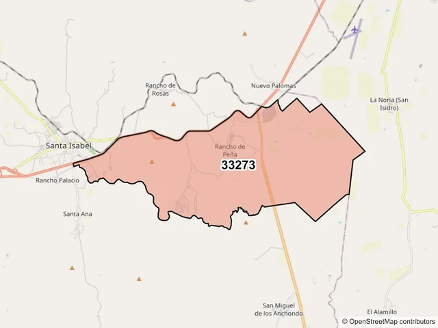 Mapa del código postal 33273, Santa Isabel, Chihuahua