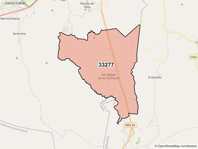 Mapa del código postal 33277, Santa Isabel, Chihuahua
