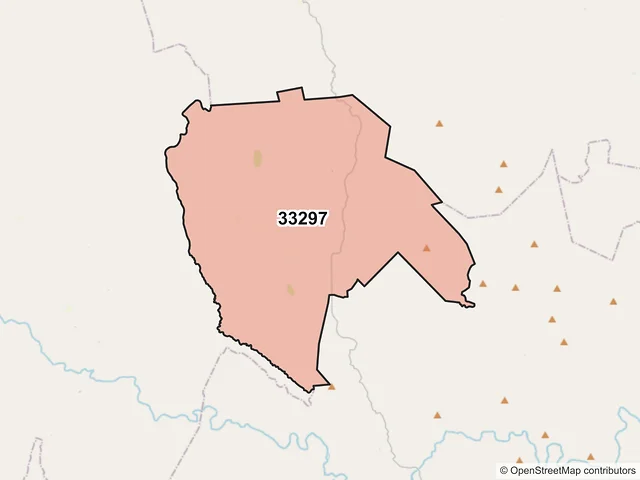 Mapa del código postal 33297, Carichí, Chihuahua