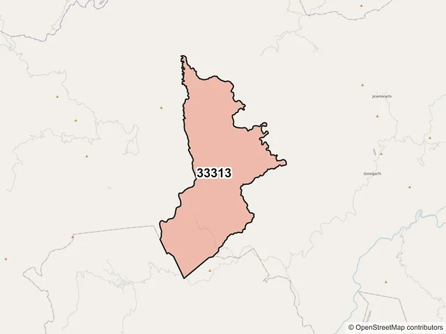 Mapa del código postal 33313, Uruachi, Chihuahua