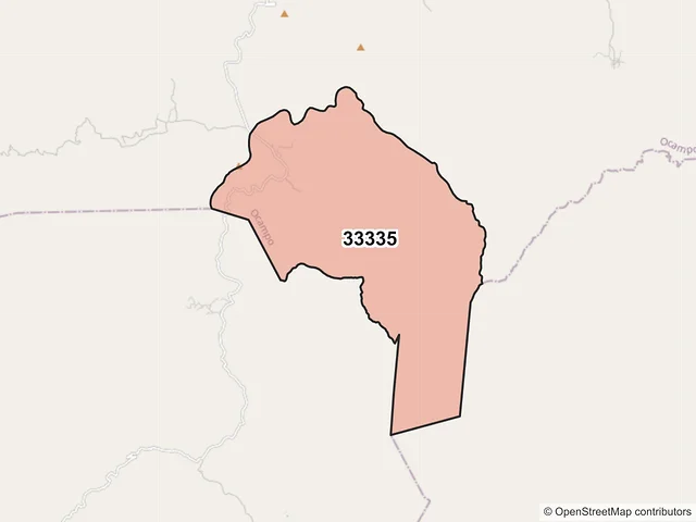 Mapa del código postal 33335, Ocampo, Chihuahua