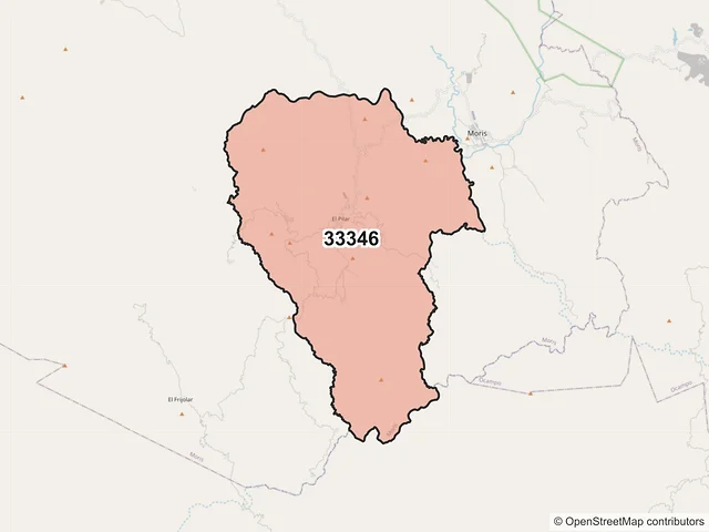 Mapa del código postal 33346, Moris, Chihuahua