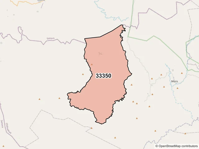Mapa del código postal 33350, Moris, Chihuahua