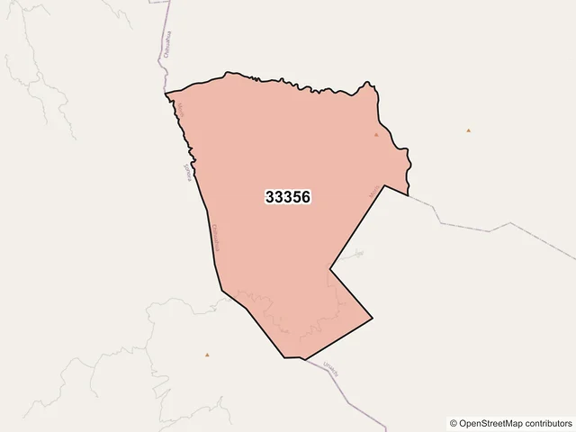 Mapa del código postal 33356, Moris, Chihuahua