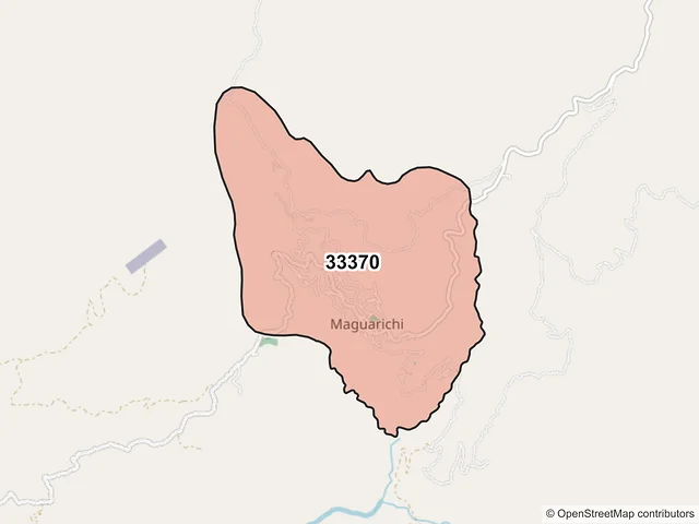 Mapa del código postal 33370, Maguarichi, Chihuahua