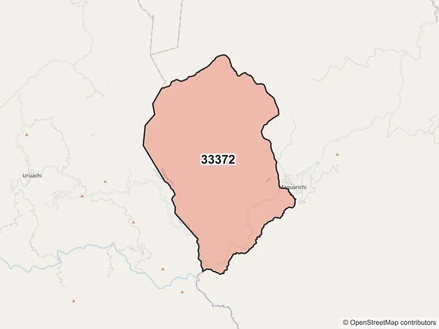 Mapa del código postal 33372, Maguarichi, Chihuahua