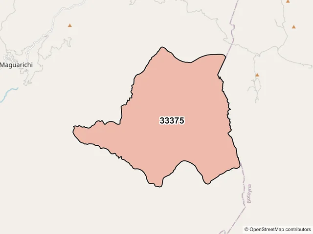 Mapa del código postal 33375, Maguarichi, Chihuahua
