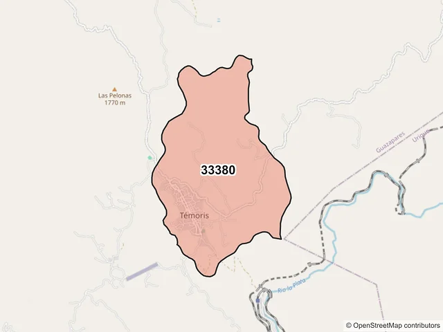 Mapa del código postal 33380, Guazapares, Chihuahua