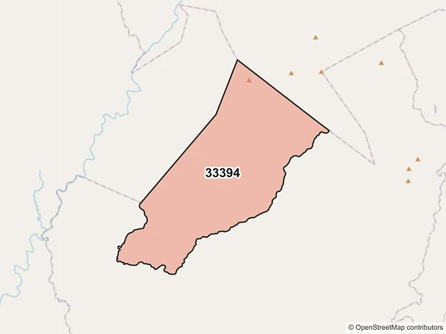 Mapa del código postal 33394, Guazapares, Chihuahua