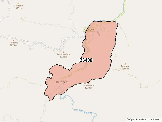 Mapa del código postal 33400, Batopilas de Manuel Gómez Morín, Chihuahua