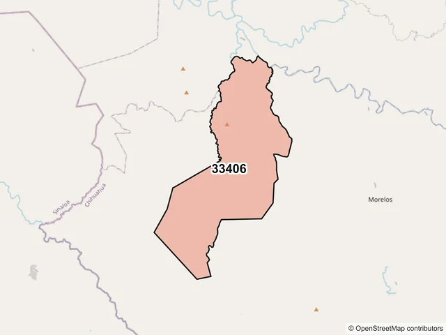 Mapa del código postal 33406, Batopilas de Manuel Gómez Morín, Chihuahua