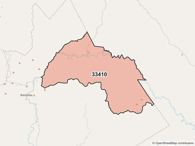 Mapa del código postal 33410, Batopilas de Manuel Gómez Morín, Chihuahua