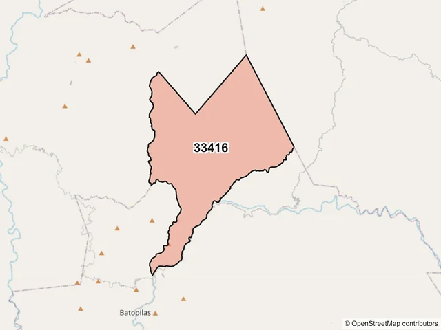 Mapa del código postal 33416, Batopilas de Manuel Gómez Morín, Chihuahua