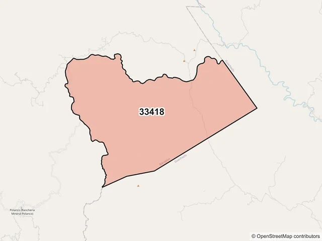 Mapa del código postal 33418, Batopilas de Manuel Gómez Morín, Chihuahua