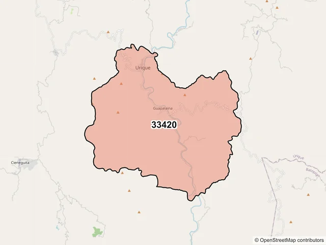 Mapa del código postal 33420, Urique, Chihuahua