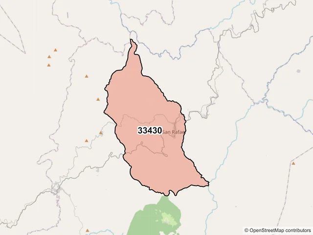 Mapa del código postal 33430, Urique, Chihuahua