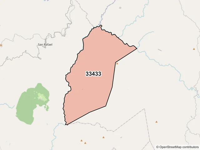 Mapa del código postal 33433, Urique, Chihuahua