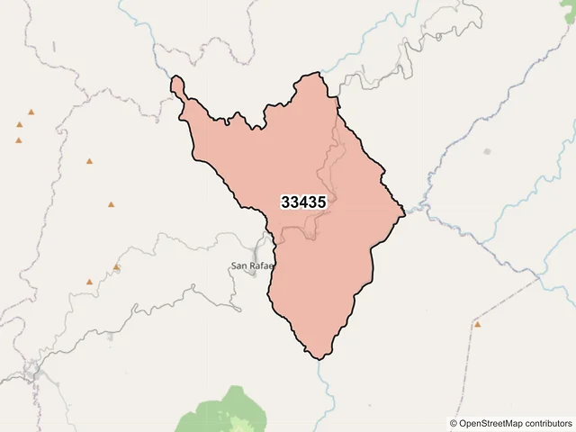 Mapa del código postal 33435, Urique, Chihuahua