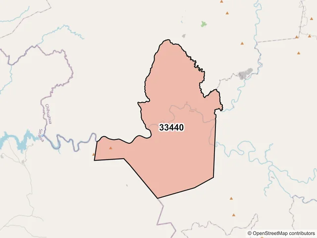 Mapa del código postal 33440, Urique, Chihuahua