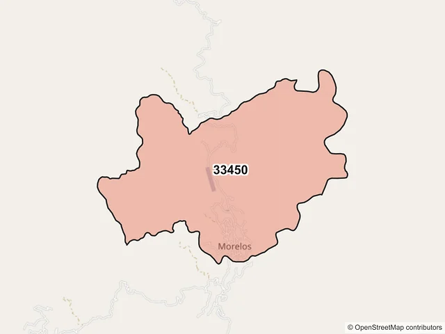 Mapa del código postal 33450, Morelos, Chihuahua
