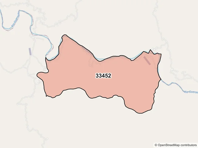 Mapa del código postal 33452, Morelos, Chihuahua