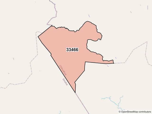 Mapa del código postal 33466, Morelos, Chihuahua