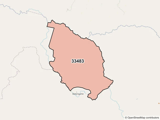 Mapa del código postal 33483, Guadalupe y Calvo, Chihuahua