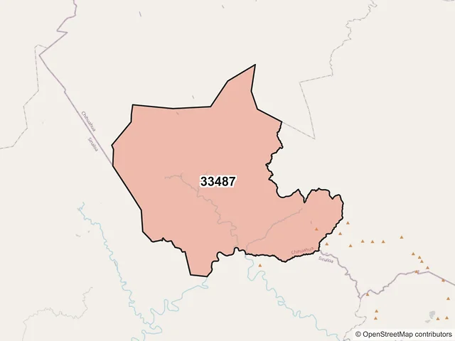 Mapa del código postal 33487, Guadalupe y Calvo, Chihuahua