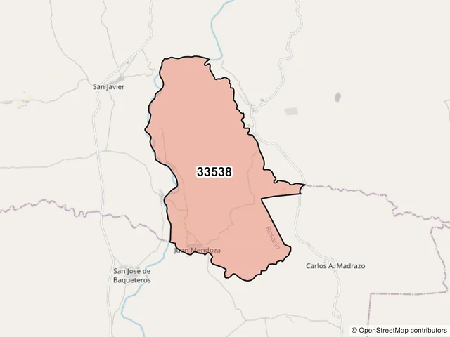 Mapa del código postal 33538, Rosario, Chihuahua