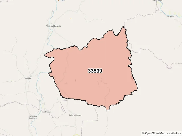 Mapa del código postal 33539, Rosario, Chihuahua
