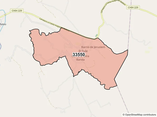 Mapa del código postal 33550, El Tule, Chihuahua