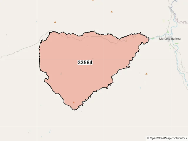 Mapa del código postal 33564, Balleza, Chihuahua