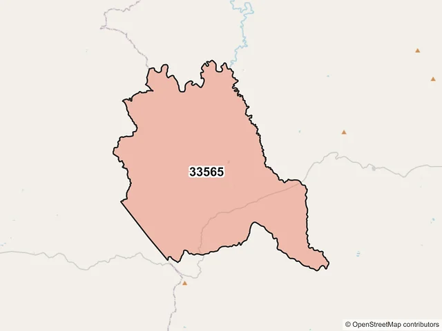 Mapa del código postal 33565, Balleza, Chihuahua
