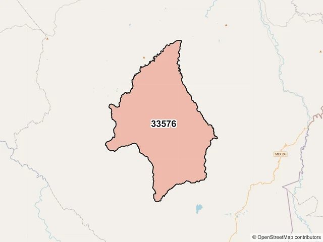 Mapa del código postal 33576, Balleza, Chihuahua